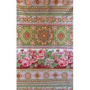 Vintage Cannon Royal Family Twin Flat Sheet Pink Green Floral Boho Percale USA